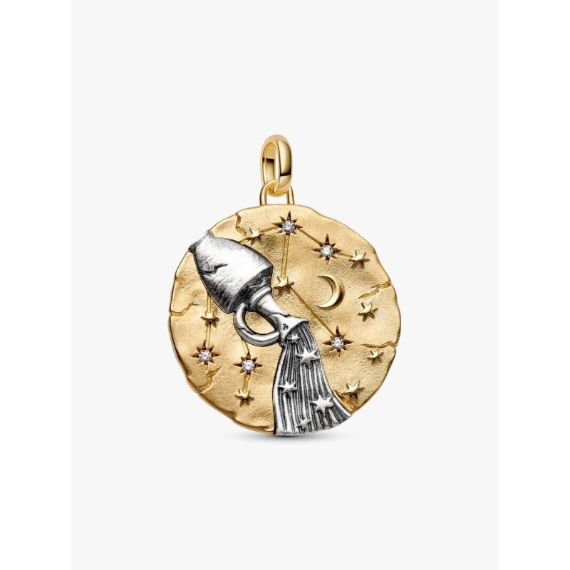 XL Aquarius sterling silver and 14k gold-plated medallion with clear c