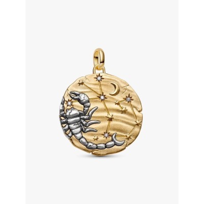 XL Scorpius sterling silver and 14k gold-plated medallion with clear c
