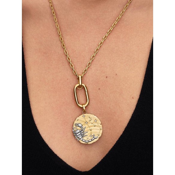 XL Scorpius sterling silver and 14k gold-plated medallion with clear c