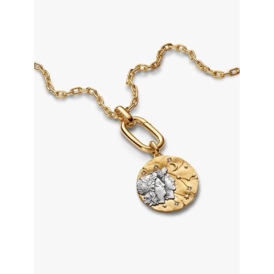 XL Gemini sterling silver and 14k gold-plated medallion with clear cub 2