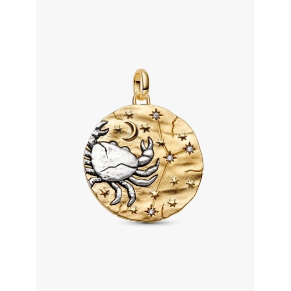 XL Cancer sterling silver and 14k gold-plated medallion with clear cub