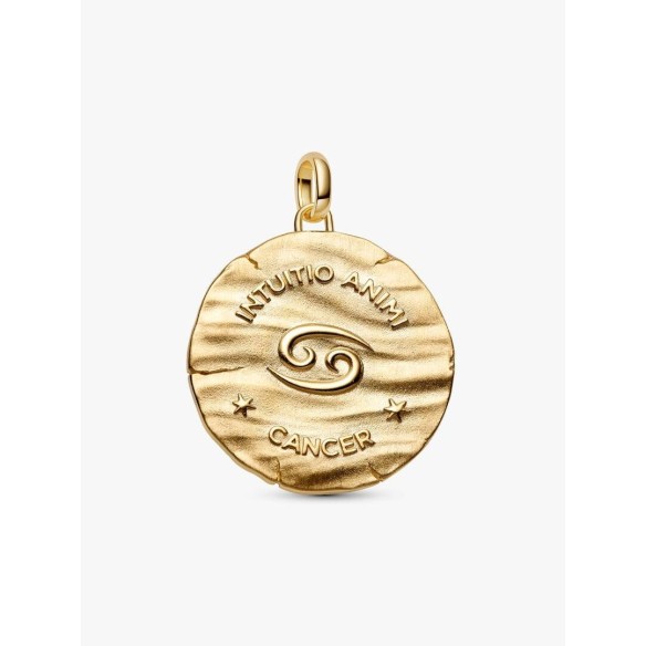 XL Cancer sterling silver and 14k gold-plated medallion with clear cub
