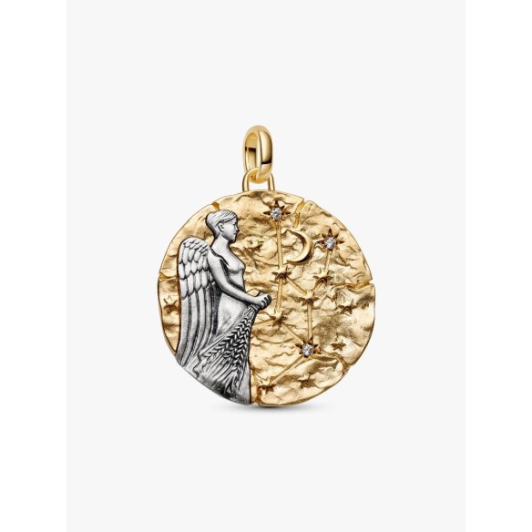XL Virgo sterling silver and 14k gold-plated medallion with clear cubi