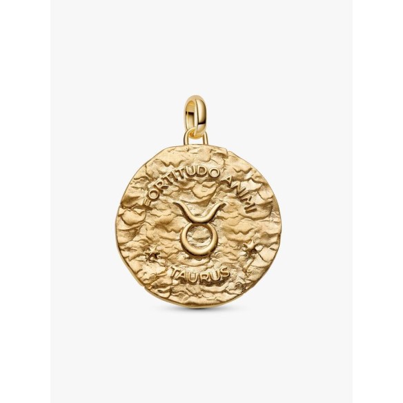 XL Taurus sterling silver and 14k gold-plated medallion with clear cub