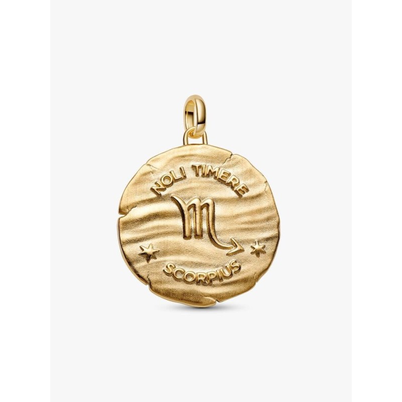 XL Leo sterling silver and 14k gold-plated medallion with clear cubic