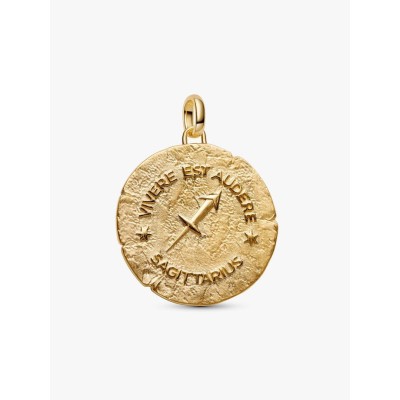 XL Sagittarius sterling silver and 14k gold-plated medallion with clea 2