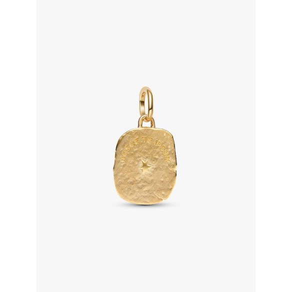 Eye sterling silver and 14k gold-plated medallion with clear cubic zir