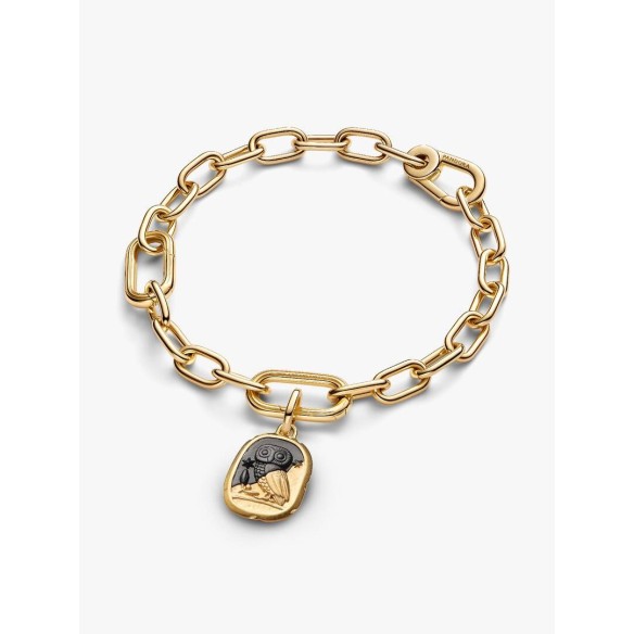 Owl 14k gold-plated medallion with black crystal
