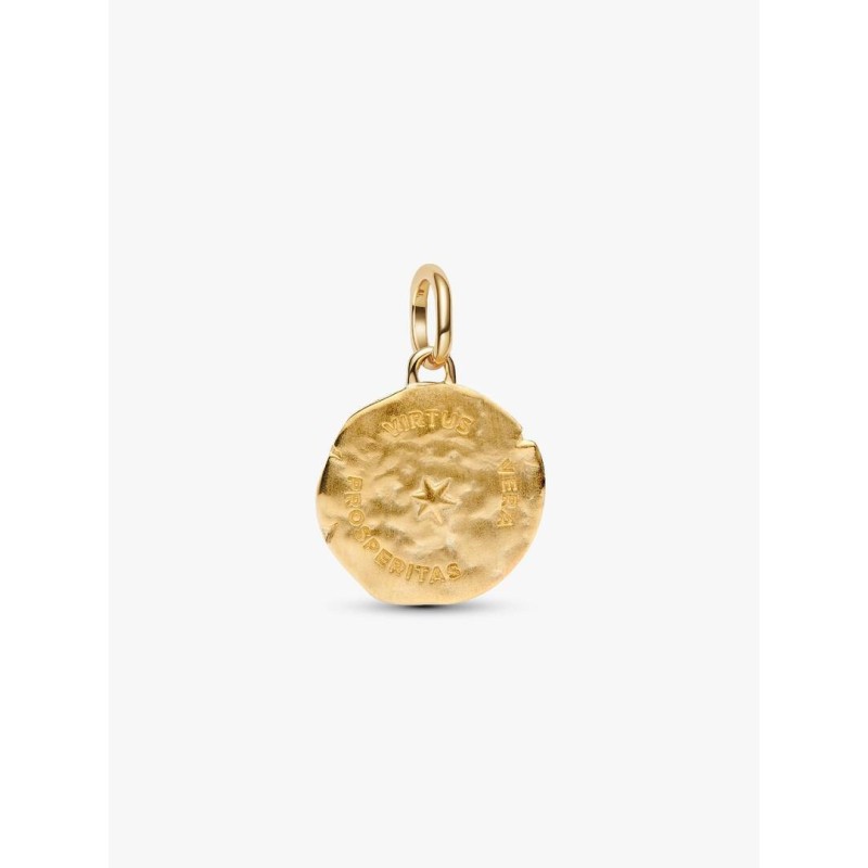 Wheat 14k gold-plated medallion with clear cubic zirconia