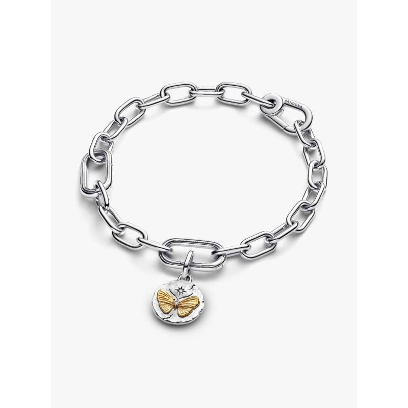 Butterfly sterling silver and 14k gold-plated medallion with clear cub