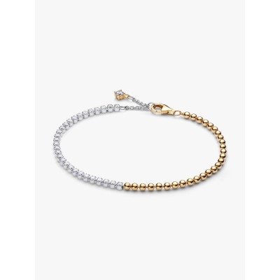 Sterling silver and 14k gold-plated bracelet with clear cubic zirconia