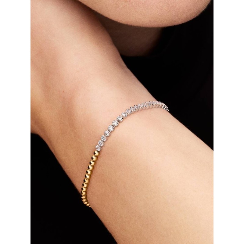 Sterling silver and 14k gold-plated bracelet with clear cubic zirconia