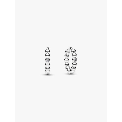 Sterling silver huggie hoop earrings with clear cubic zirconia