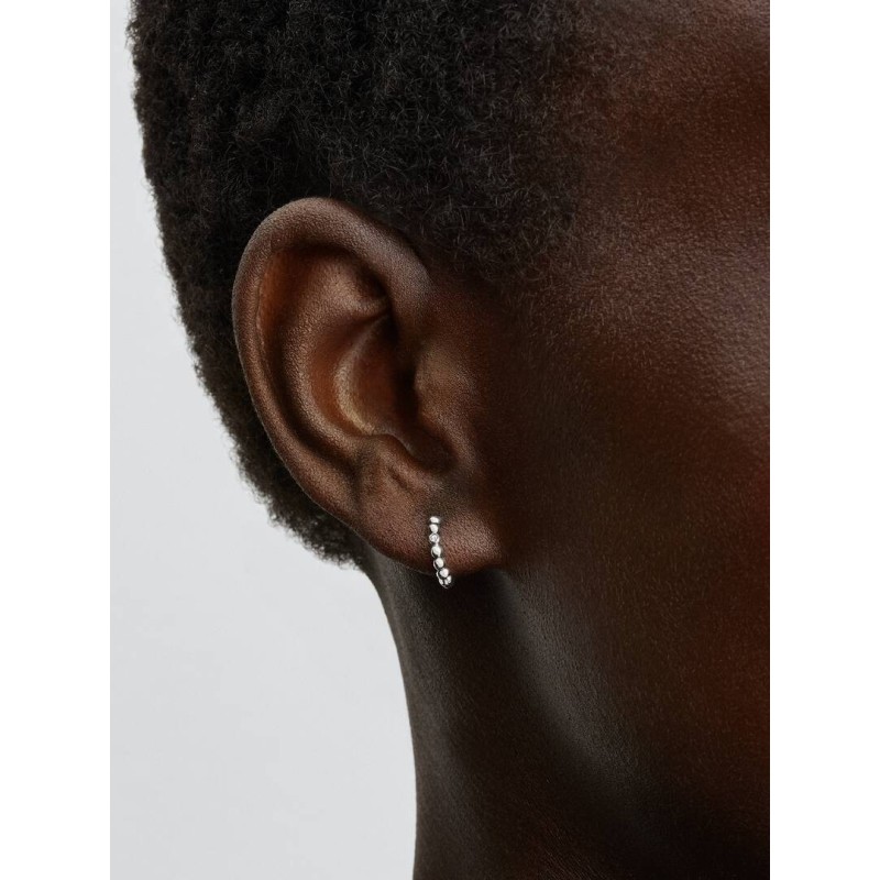 Sterling silver huggie hoop earrings with clear cubic zirconia