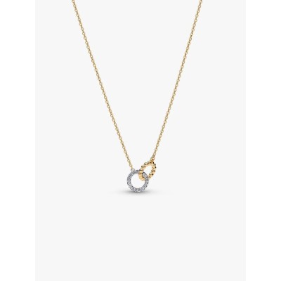 Sterling silver and 14k gold-plated pendant necklace with clear cubic