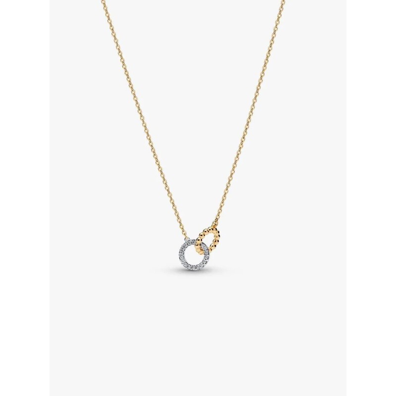 Sterling silver and 14k gold-plated pendant necklace with clear cubic