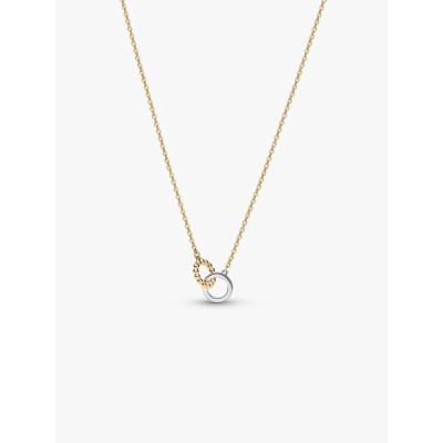 Sterling silver and 14k gold-plated pendant necklace with clear cubic 2