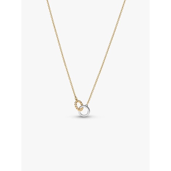 Sterling silver and 14k gold-plated pendant necklace with clear cubic