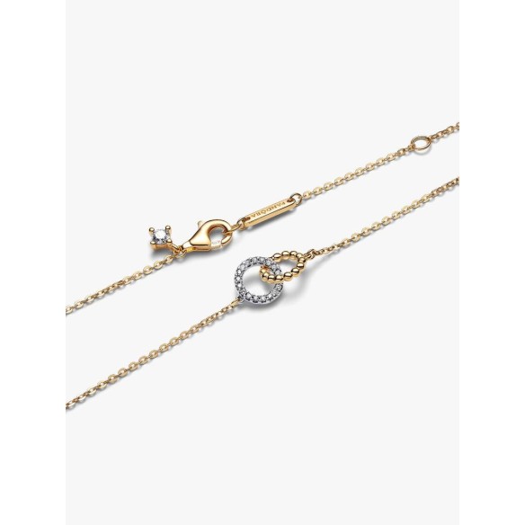 Sterling silver and 14k gold-plated pendant necklace with clear cubic