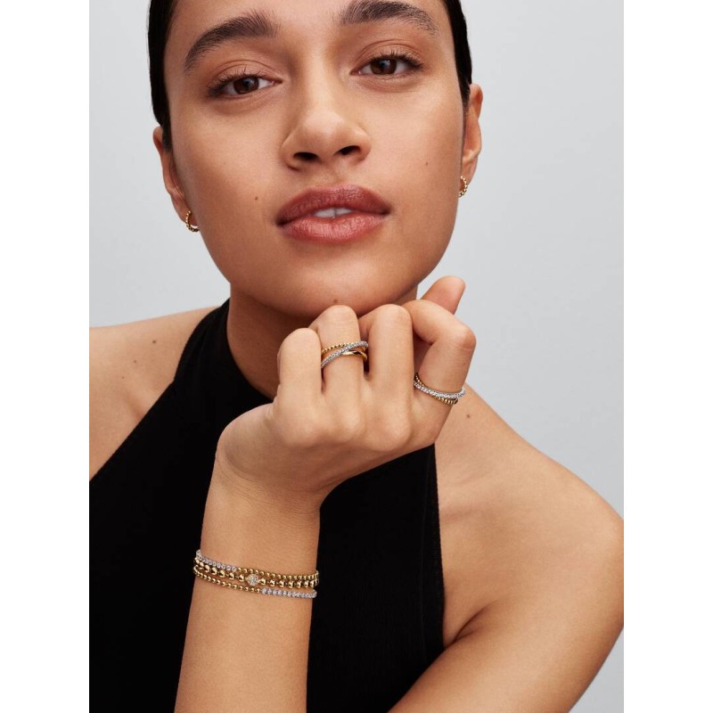Sterling silver and 14k gold-plated ring with clear cubic zirconia