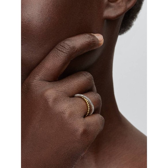 Sterling silver and 14k gold-plated ring with clear cubic zirconia