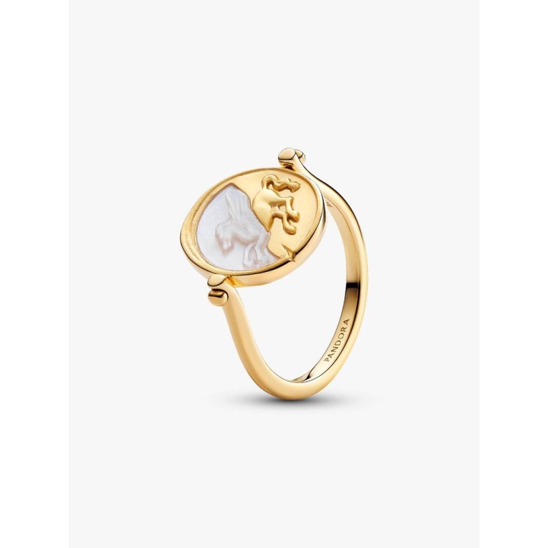 Pegasus 14k gold-plated spinnable ring with golden white bioresin man-