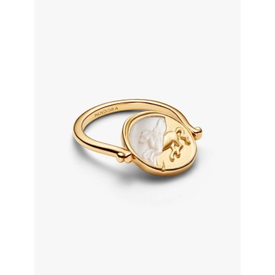 Pegasus 14k gold-plated spinnable ring with golden white bioresin man- 2