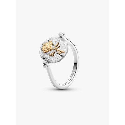 Rose sterling silver and 14k gold-plated spinnable ring
