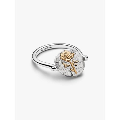 Rose sterling silver and 14k gold-plated spinnable ring 2