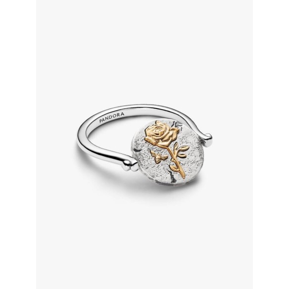 Rose sterling silver and 14k gold-plated spinnable ring