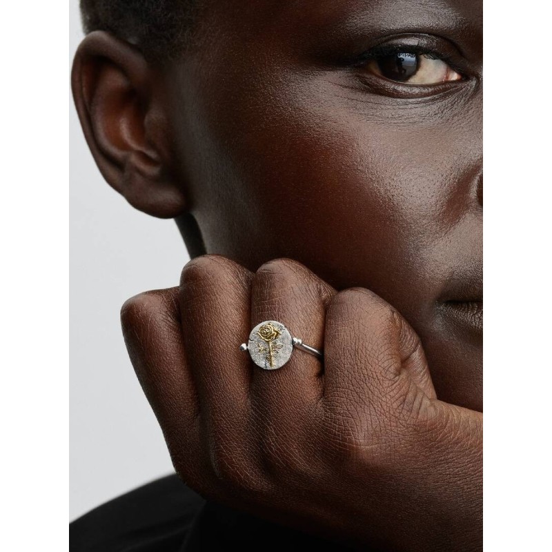 Rose sterling silver and 14k gold-plated spinnable ring
