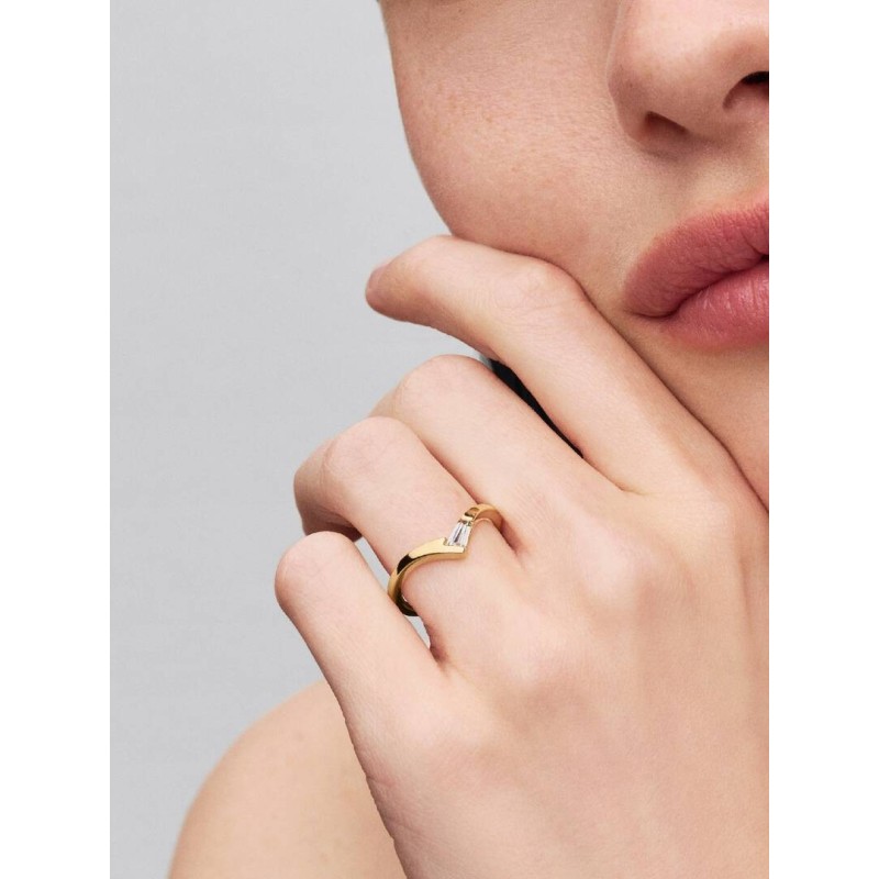 Tiara 14k gold-plated ring with clear cubic zirconia