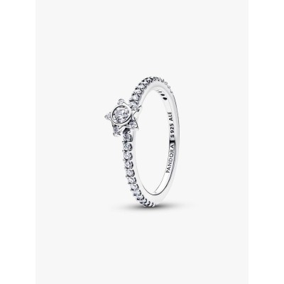 Star sterling silver ring with clear cubic zirconia