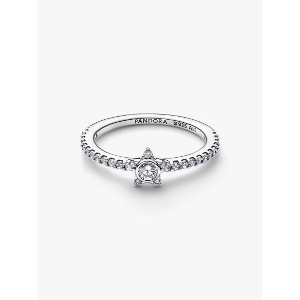 Star sterling silver ring with clear cubic zirconia