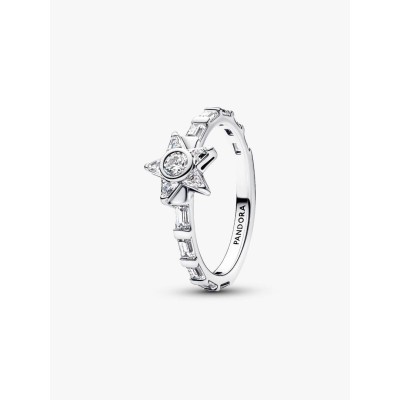 Star Sterling silver ring with clear cubic zirconia