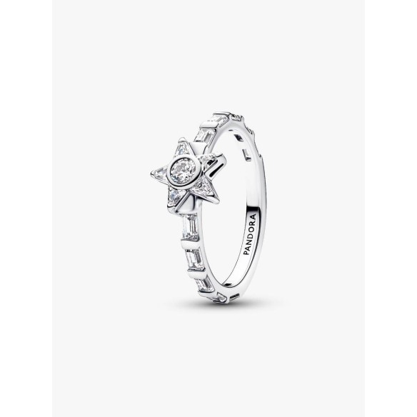Star Sterling silver ring with clear cubic zirconia
