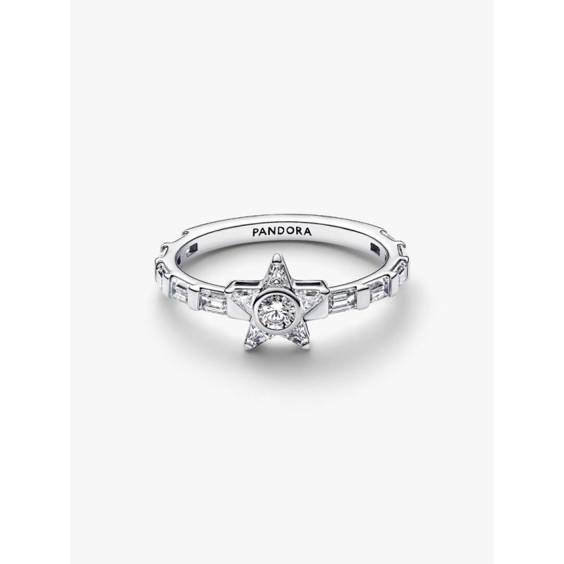Star Sterling silver ring with clear cubic zirconia