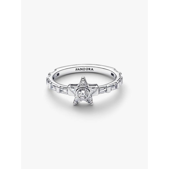 Star Sterling silver ring with clear cubic zirconia