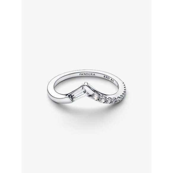 Tiara sterling silver ring with clear cubic zirconia