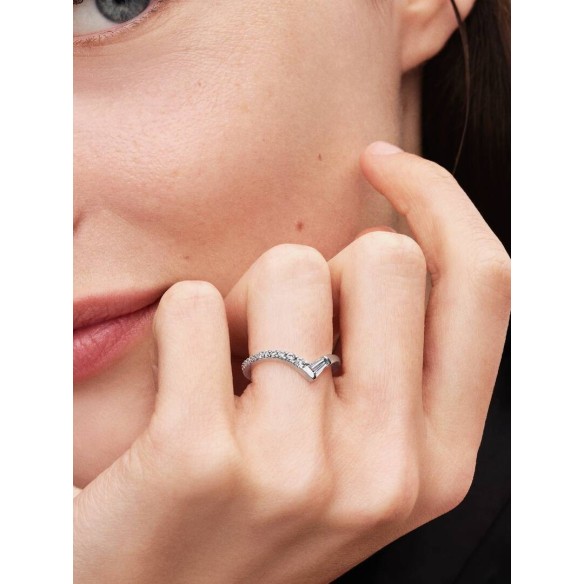 Tiara sterling silver ring with clear cubic zirconia