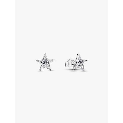 Star sterling silver stud earrings with clear cubic zirconia