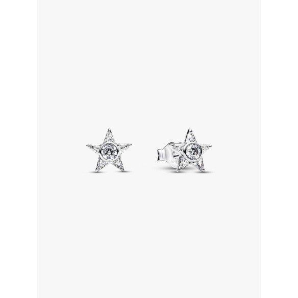 Star sterling silver stud earrings with clear cubic zirconia