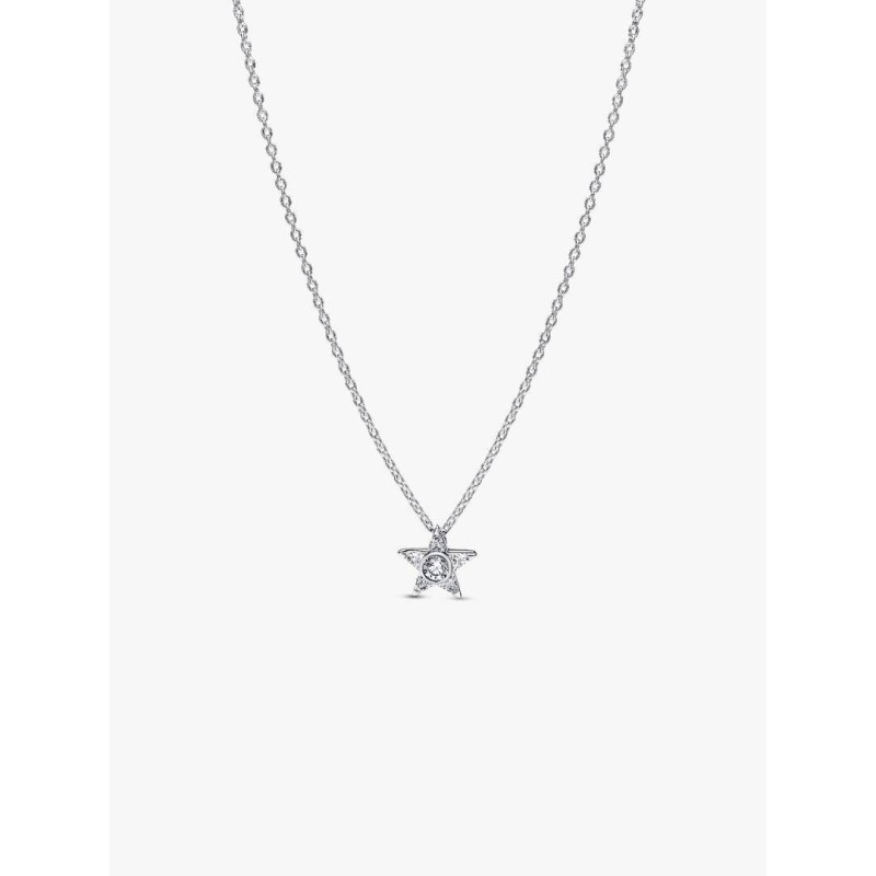 Star Sterling silver pendant necklace with clear cubic zirconia