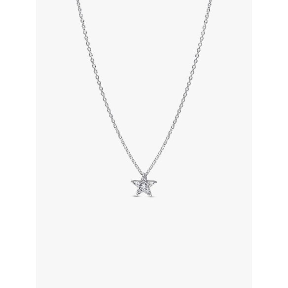 Star Sterling silver pendant necklace with clear cubic zirconia