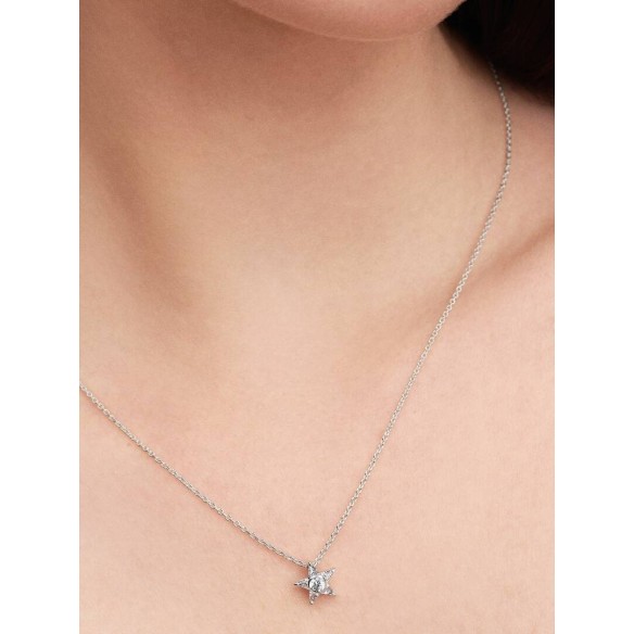 Star Sterling silver pendant necklace with clear cubic zirconia