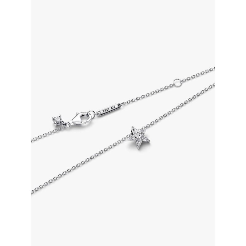 Star Sterling silver pendant necklace with clear cubic zirconia