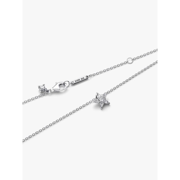 Star Sterling silver pendant necklace with clear cubic zirconia