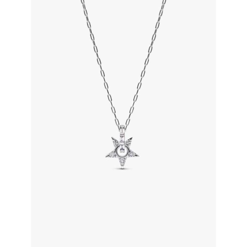 Star sterling silver pendant necklace with clear cubic zirconia