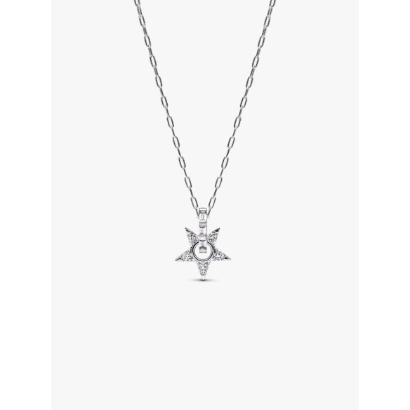 Star sterling silver pendant necklace with clear cubic zirconia