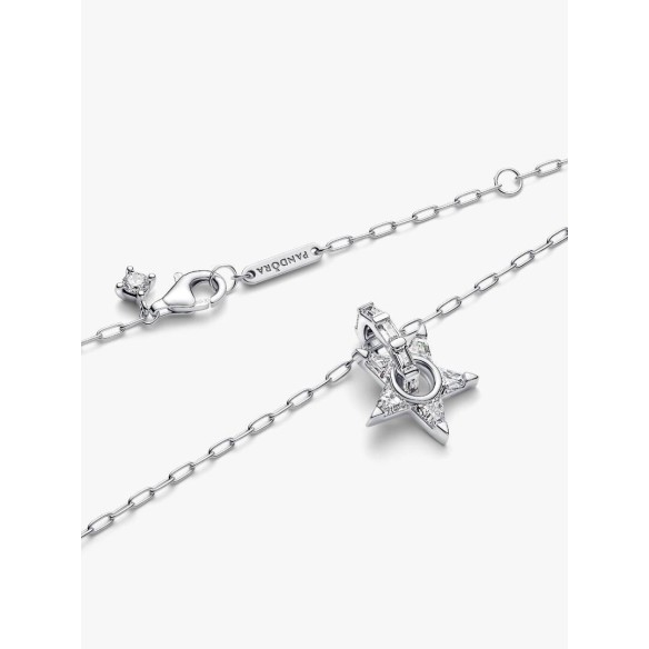 Star sterling silver pendant necklace with clear cubic zirconia